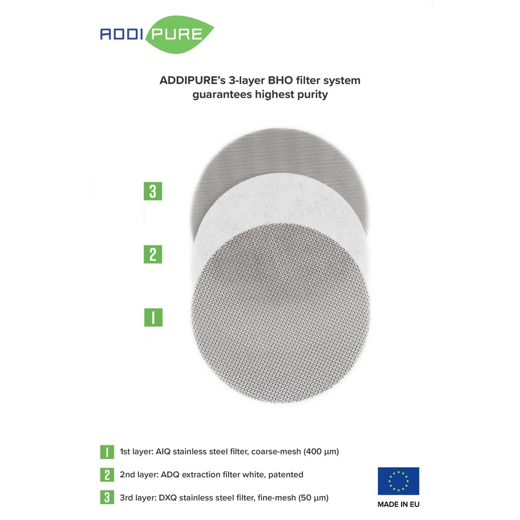 BHO StarterKit ADDIPURE 35*35 (DME and n-Butane) for oil, BHO and DHO. Capacity 15 g. Get started with easy and efficient plant extraction. Swiss quality.