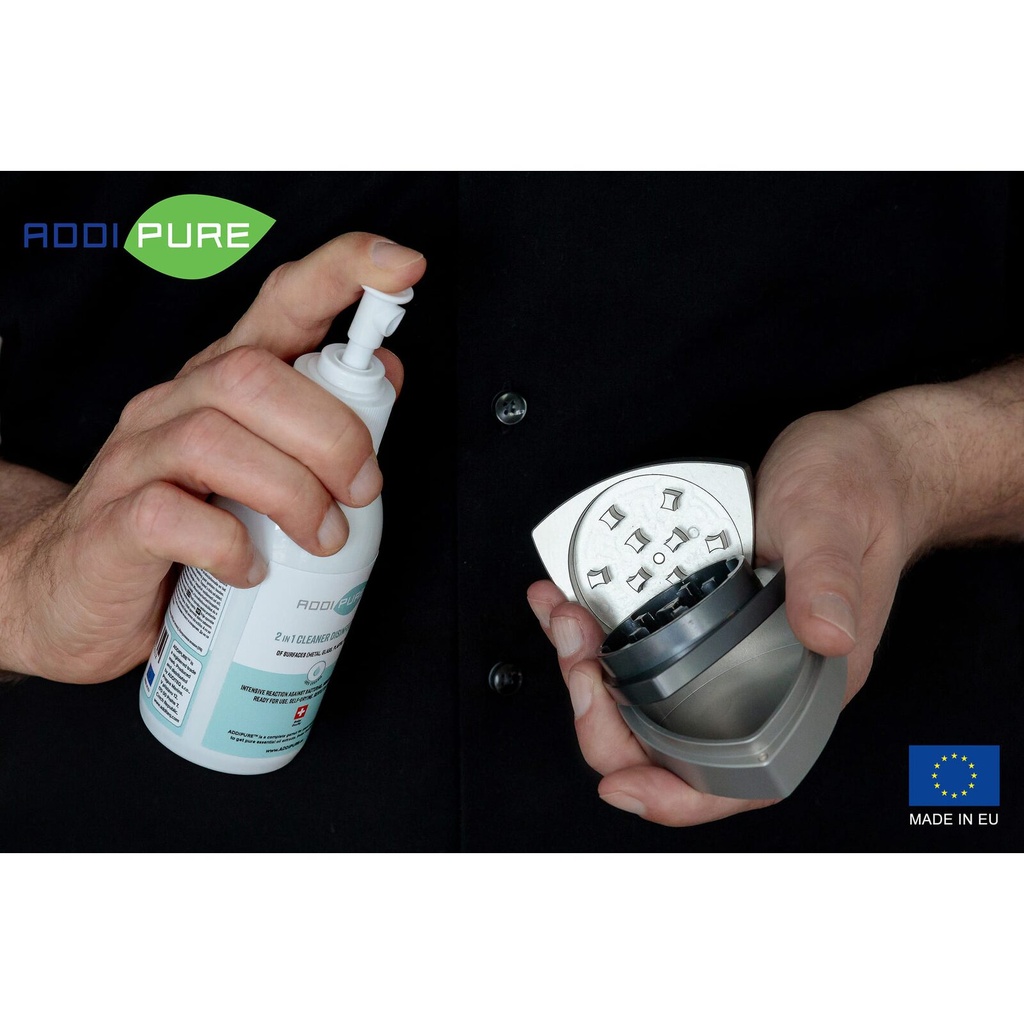 ADDIPURE 2in1 Cleaner Disinfectant, 300 ml, spray. For highly effective, fast-acting elimination of bacteria, germs, viruses and mould. Organic product. Ready to use. Self-drying. Kind to skin.