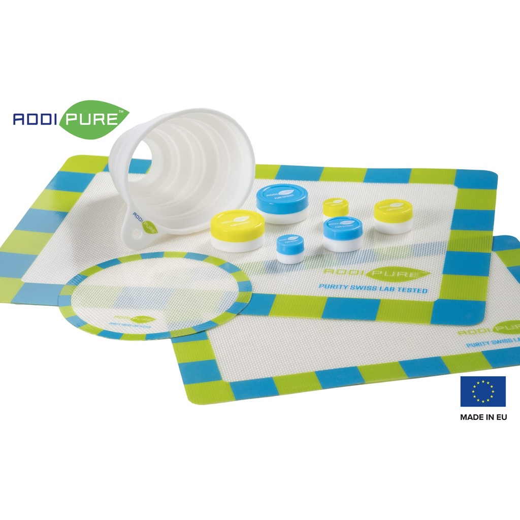 ADDIPURE Silicone funnel, white, foldable. Ideal for filling extractors with plant material. Food grade quality.