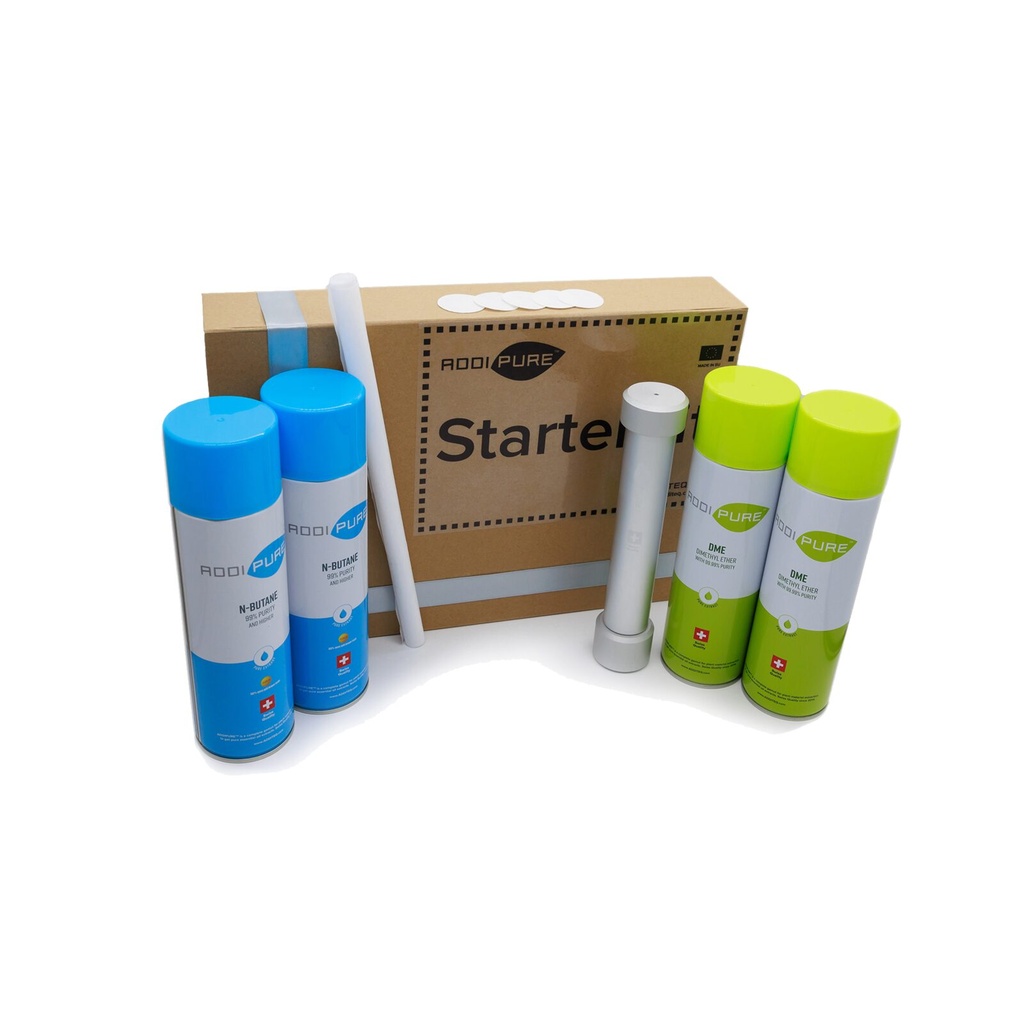 BHO StarterKit ADDIPURE 35*35 (DME and n-Butane) for oil, BHO and DHO. Capacity 15 g. Get started with easy and efficient plant extraction. Swiss quality.