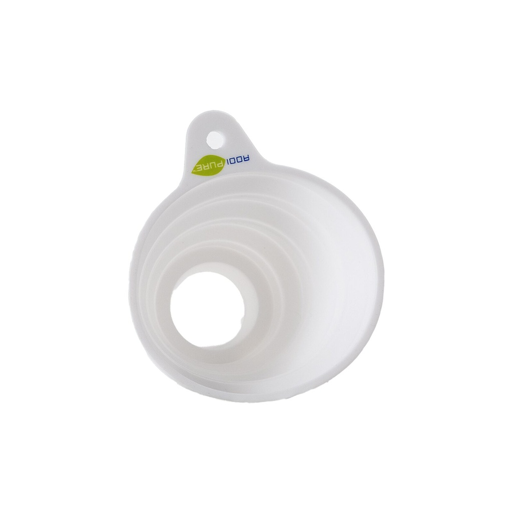 Embudo de silicona ADDIPURE, blanco, plegable. Ideal para rellenar extractores con material vegetal. Calidad alimentaria.
