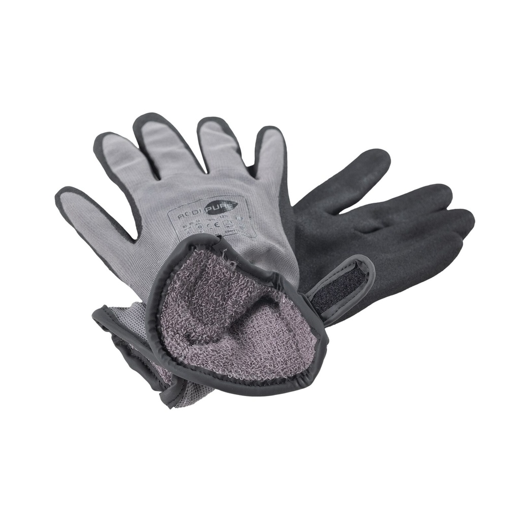 ADDIPURE Thermohandschuhe zur BHO Extraktion, Klettverschluss. Grau/nchwarz, Grösse XL. Kältefest, rutschfest, atmungsaktiv, nahtlos.